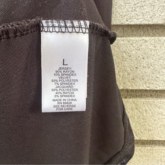 LOGO Lavish by Lori Goldstein Black Velvet Jacquard Mock Neck Tunic Top L - Picture 5 of 9